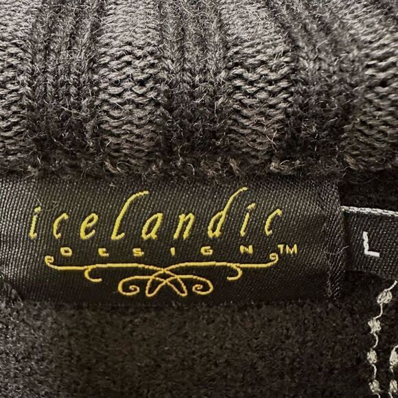 Icelandic Design wool black swirl button down sweater/jacket - Picture 7 of 9